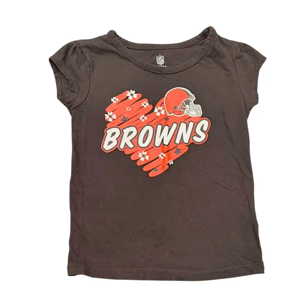Cleveland Browns NFL Team Apparel Kids Youth Girls Shirt Size 4T Heart Football